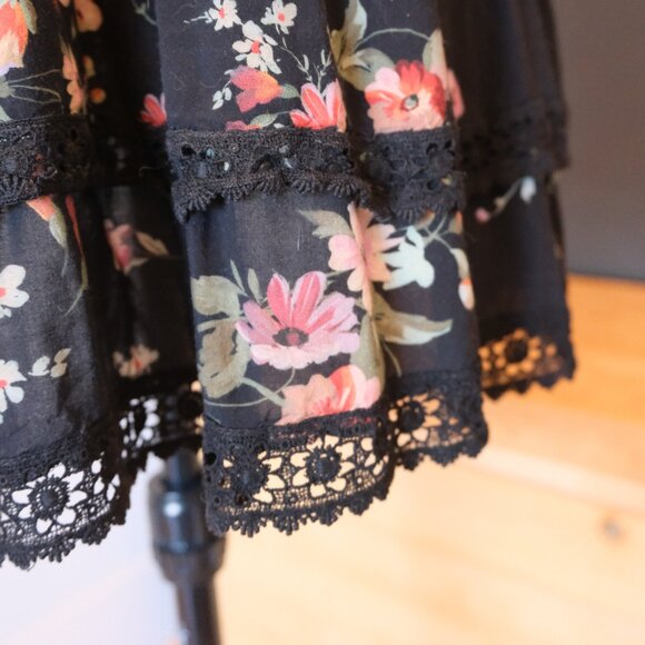 JADE by Johnny Was Pintuck crochet trim floral swing dress - Picture 3 of 7